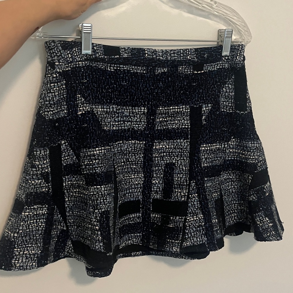 10 Crosby Derek Lam Mini Skirt 6 Tweed Jacquard Midnight Blue Luxury